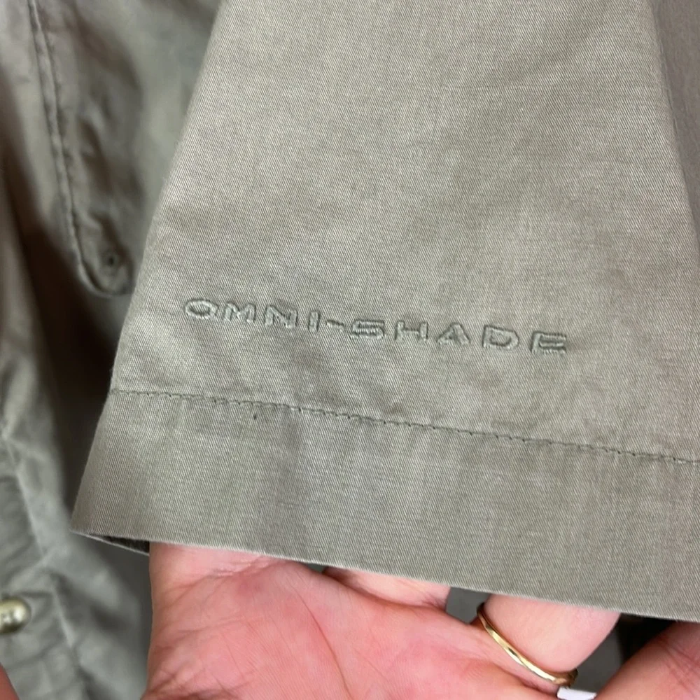 Columbia PFG Fishing Shirt Men's Sie XXL Khaki Tan Tackle Pockets Vented Back - Picture 10 of 14
